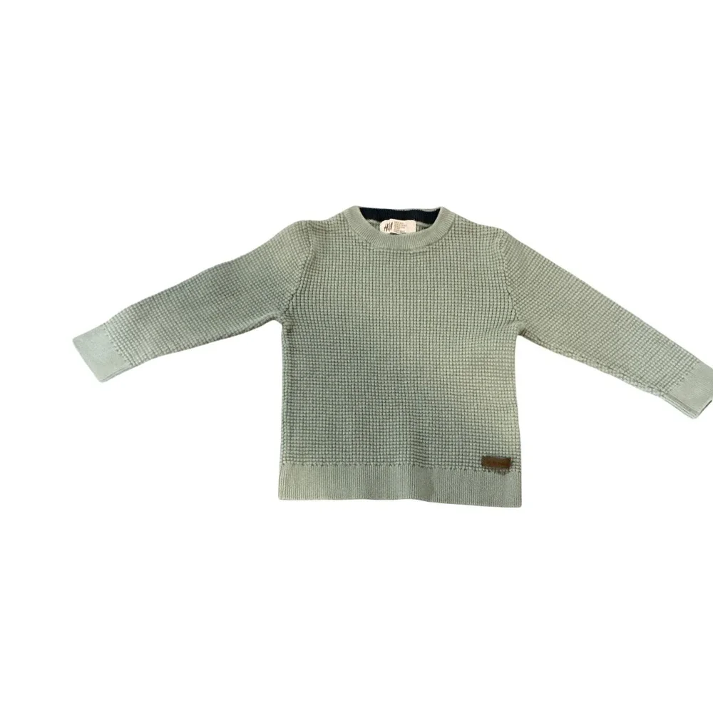 HM Kids 2T Waffle Knit Sweater‎ and Jogger Pants Set Sage Green Mustard Yellow
